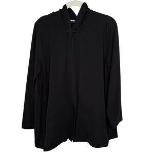 J. Jill PureJill Black Hooded Lightweight Zip-Up Jacket, XL